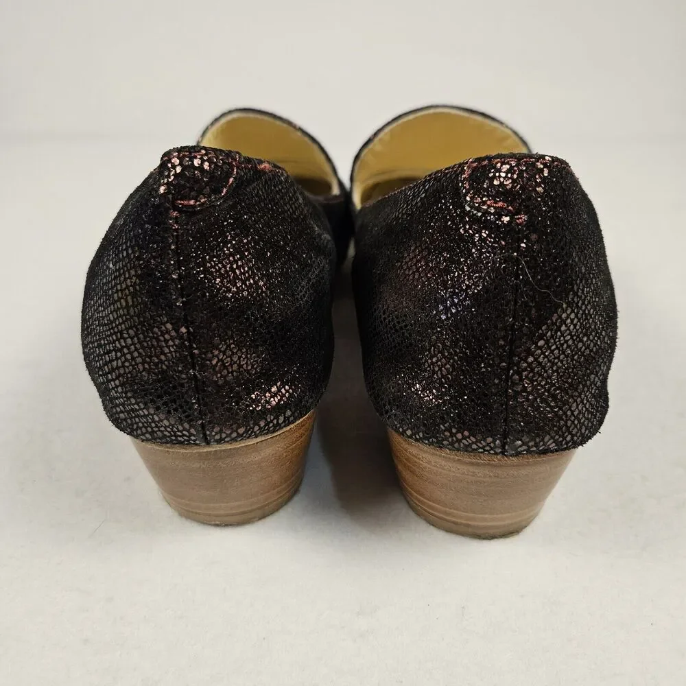Kudeta Leather Loafer Women 40 Italian Designer Sparkle Suede Burgundy 9.5 Heels